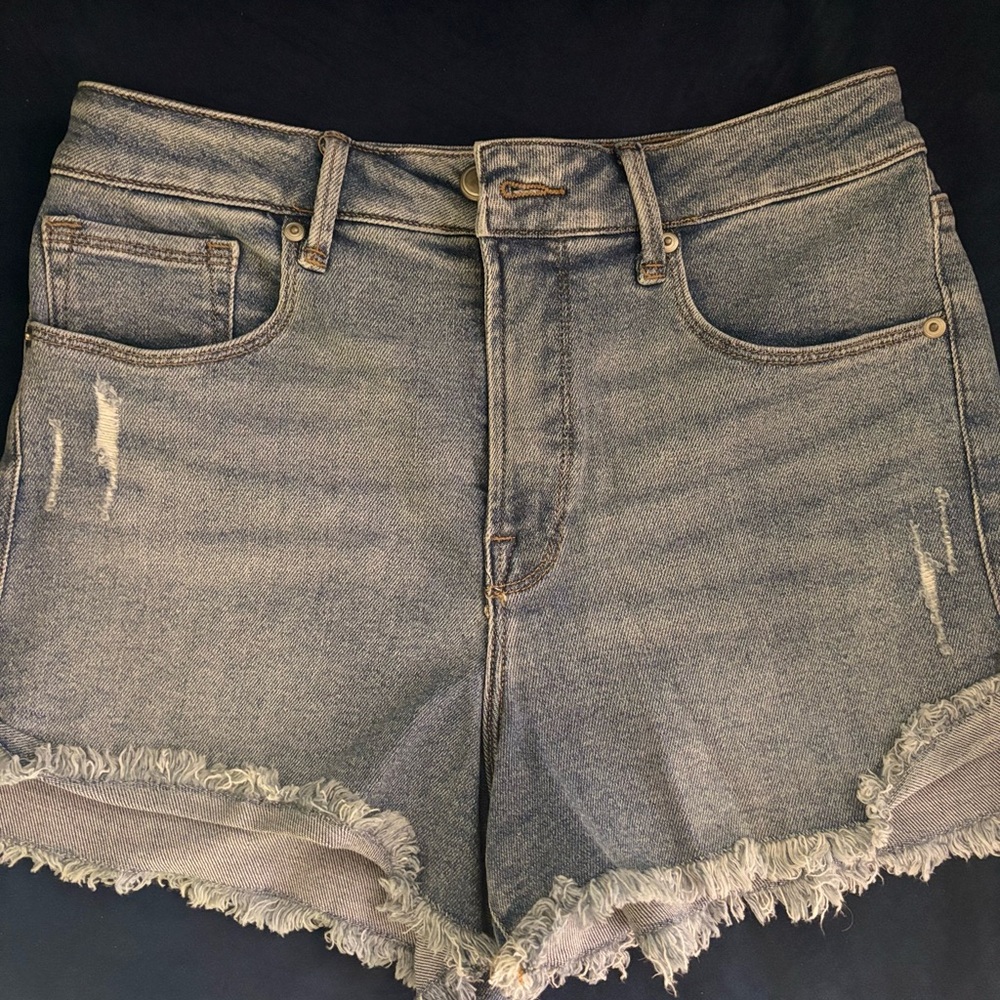 Denim Frayed Hem Women Shorts